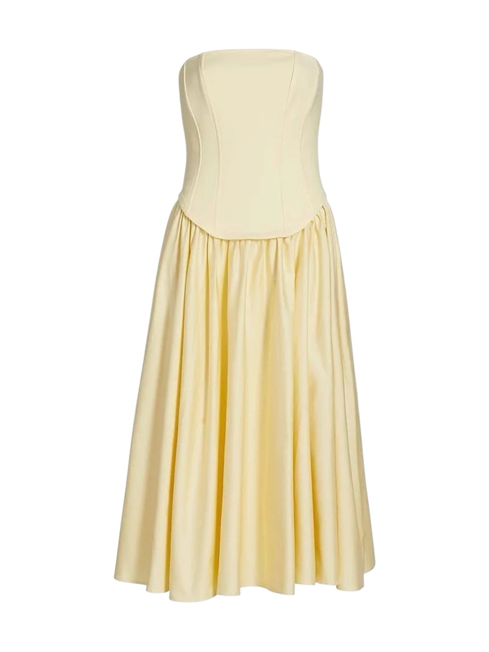 NWT Toccin Strapless Butter Yellow Corset Bodice Midi Dress